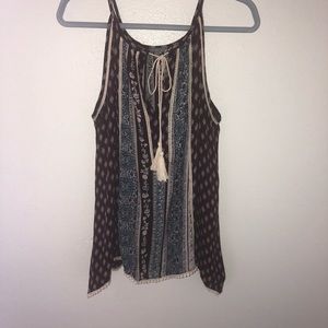 Patterned Tassel Top